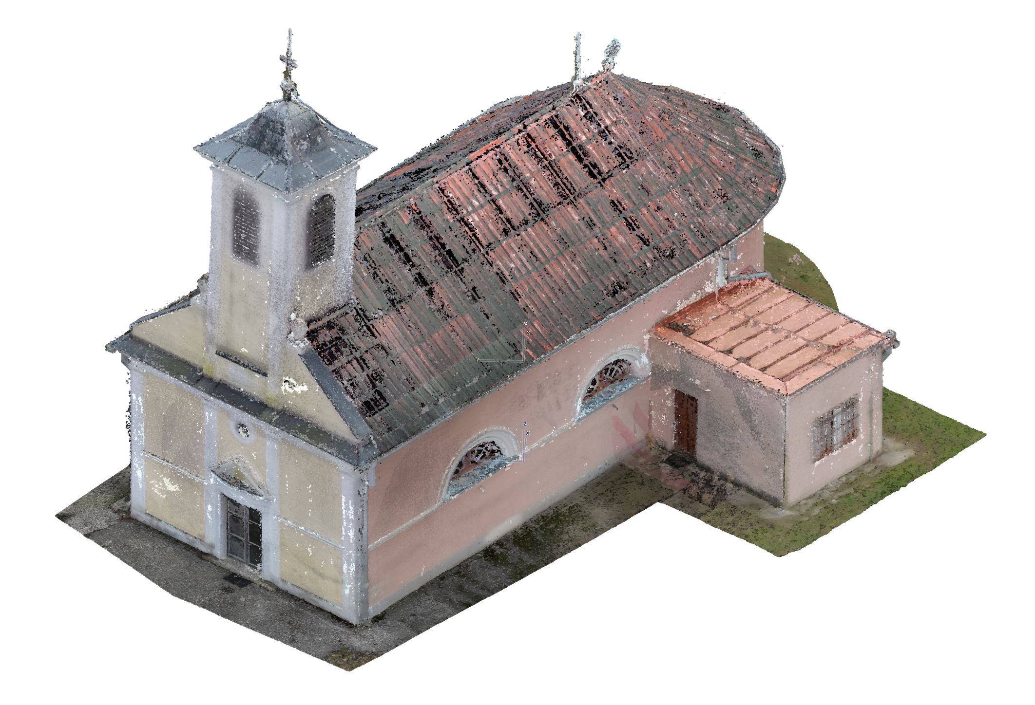 Mračno bodov exteriéru historickej stavby získané 3D laserovým skenovaním