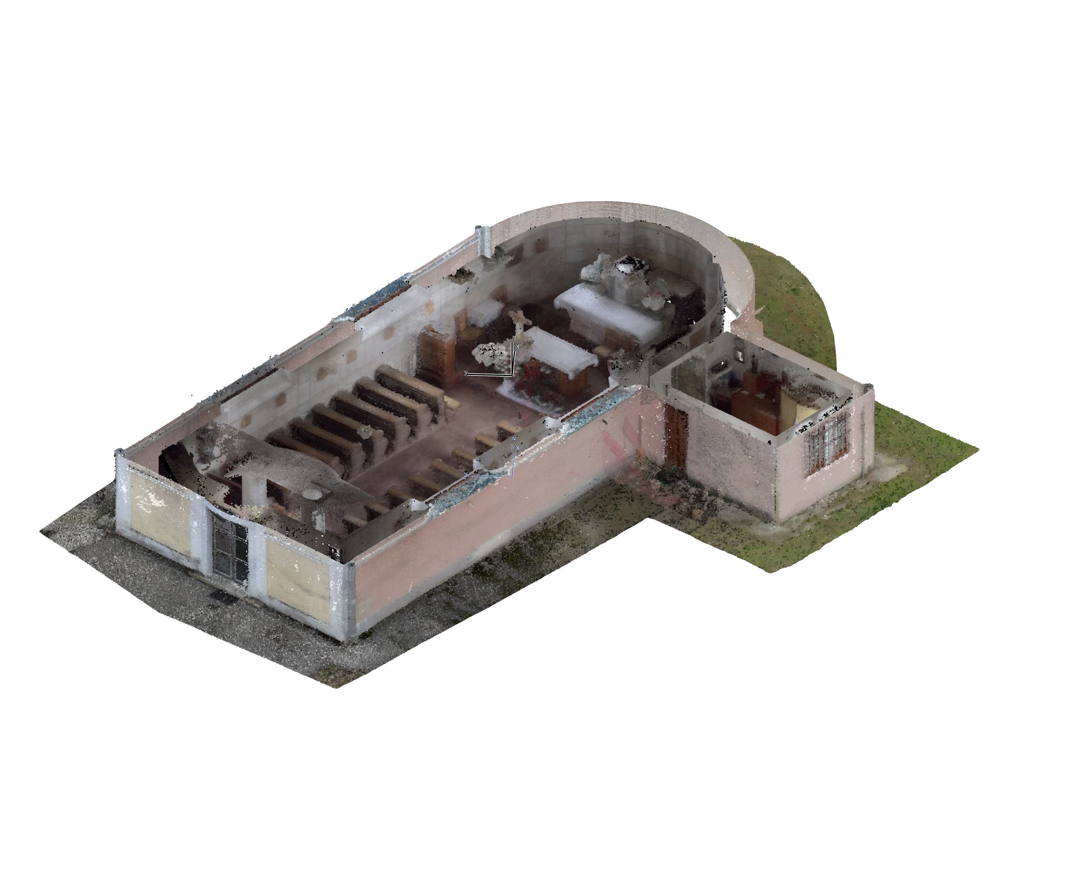 Mračno bodov interiéru historickej stavby získané 3D laserovým skenovaním